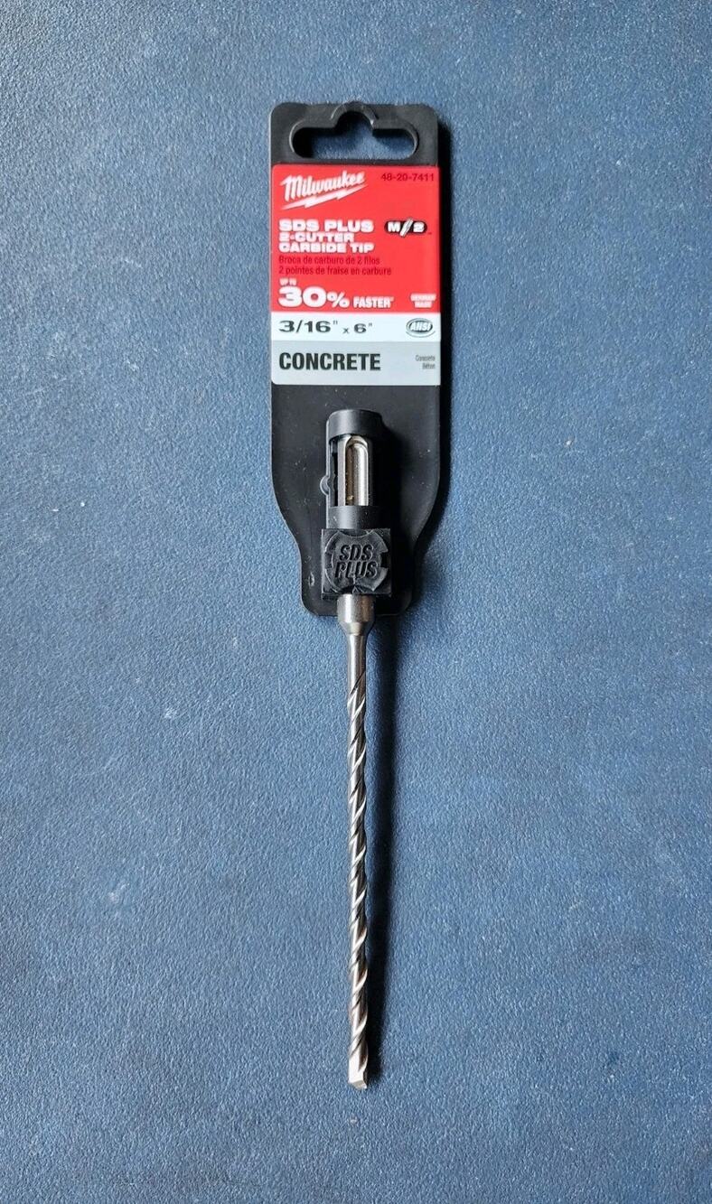 Milwaukee (48-20-7411) 3/16" x 6" SDS Plus 4-Cutter Concrete Hammer Drill Bit